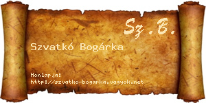 Szvatkó Bogárka névjegykártya